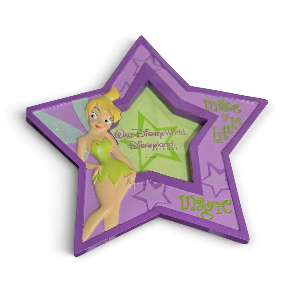 Disney Parks Tinker Bell Star Picture Frame Purple Make A Little Magic Resin